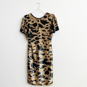 Vintage Riazee Boutique Women's Mini Dress Formal Sequin Low Open Back Small